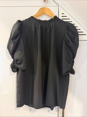 Loft Black Puff-Sleeve Blouse - Elegant Women's Top